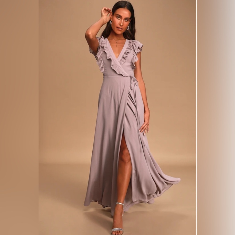 NWT Lulu's Soft Ruffle Wrap Gown Size XS